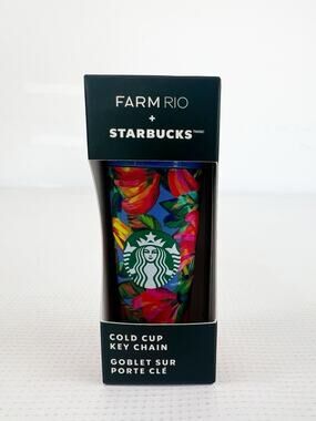 FARM RIO x STARBUCKS 2025 Blue Tropical Cold Cup Key Chain Limited Edition New